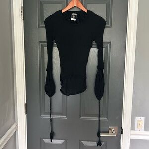 Jean Paul Gaultier Vintage 90s Black Wool Long Sleeve Sweater